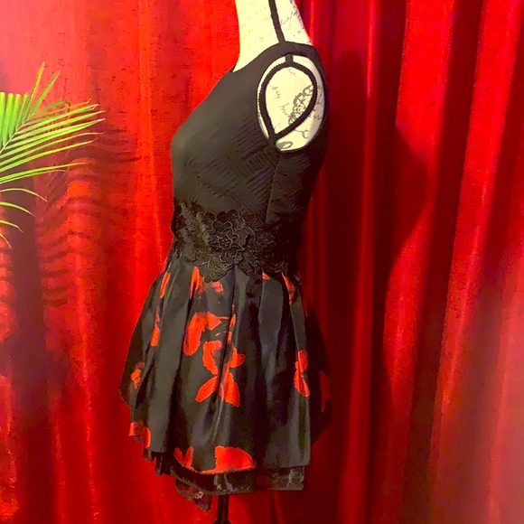 Custom Made Red and black mini fit and flare dress | size small - Picture 7 of 8